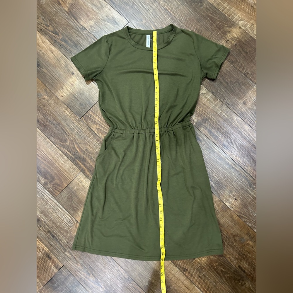 Tickled Teal Cinched Waist 
Tee Shirt Dress